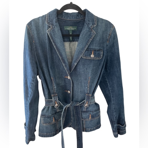 Lauren Ralph Lauren Jackets & Blazers - Lauren Ralph Lauren LRL Denim Jean Jacket Blazer Button Belted Collar Size Large